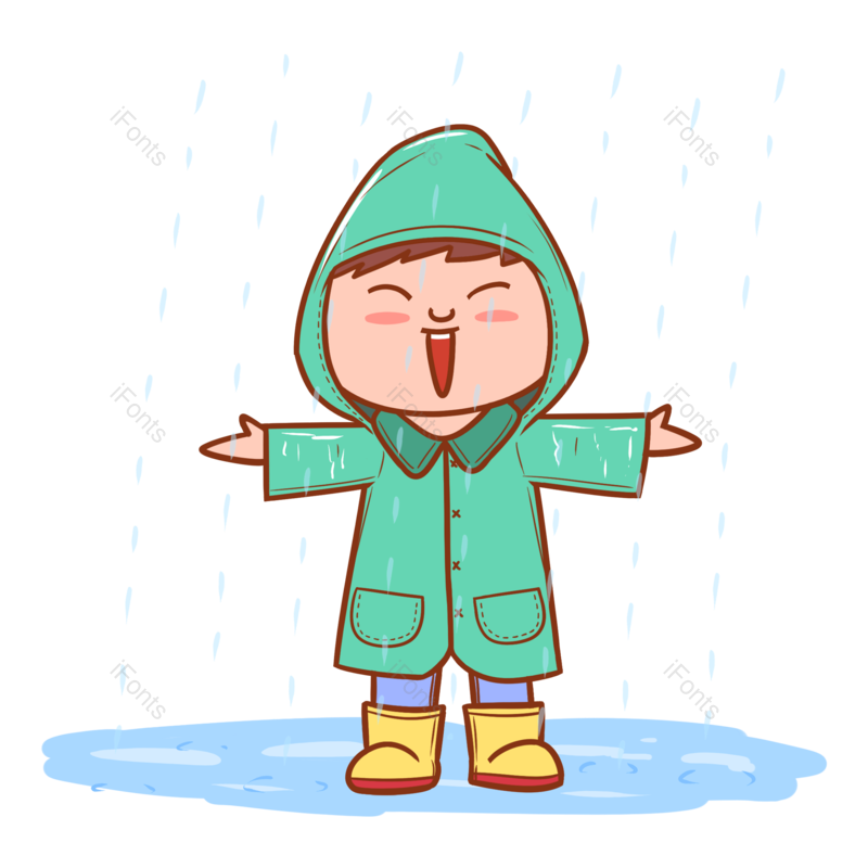 卡通图片,儿童元素,卡通儿童PNG,雨水免抠素材